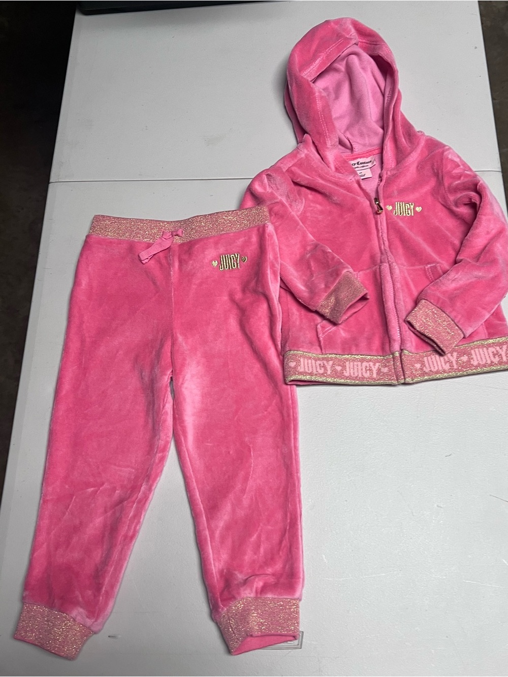 Juicy Couture Pink Velour Hoodie & Joggers Set 2T